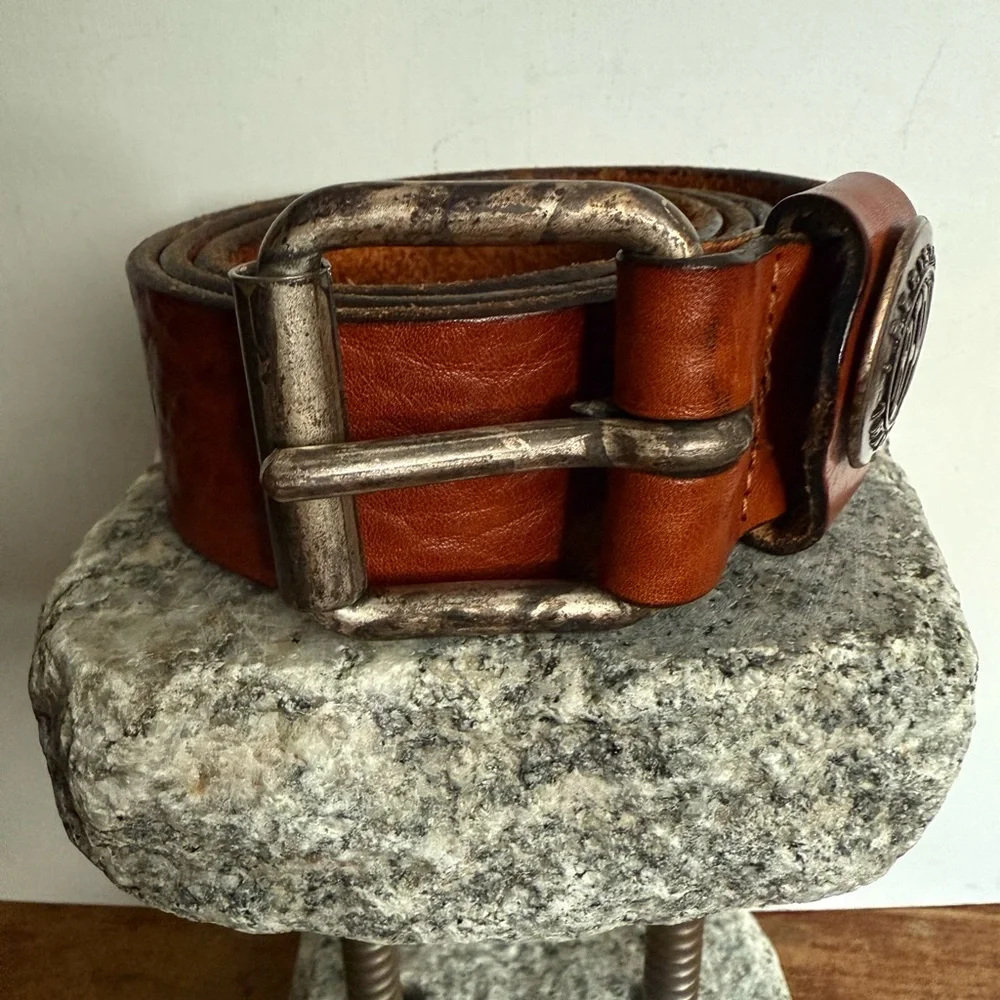 Vintage Replay Cognac Leather Belt with Metal Buckle - Picture 6 of 13